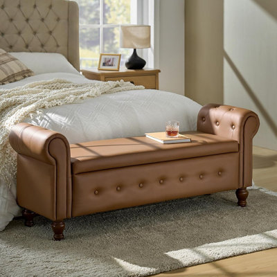Polyester Blend Upholstered Bench