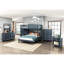 Table de chevet bleu marine avec tiroir et rangement inférieur, look classique pour la chambre à coucher, table de chevet Smides Glides, tablette, décoration de chambre sans assemblage-1105552497