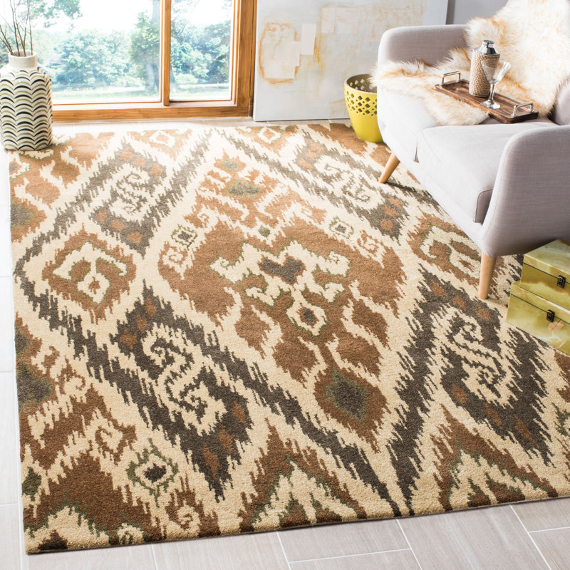 Tapis brun en laine touffeté à la main Camden Ikat, Rectangle 6 pi x 9 pi