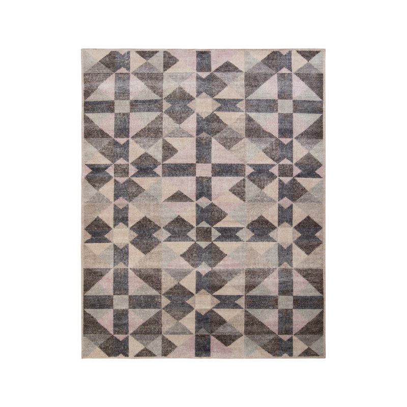 Distressed Homage Wool Geometric Area Rug, Rectangle 8' x 10'