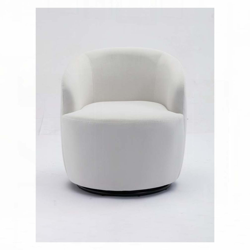 Accent Swivel Armchair Barrel Chair, White Velvet