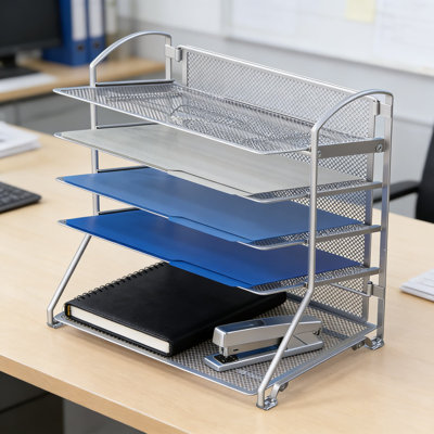 Classeur coulissant à 6 niveaux et plateau de bureau pour le tri de documents, de courrier et de papier avec plateaux amovibles