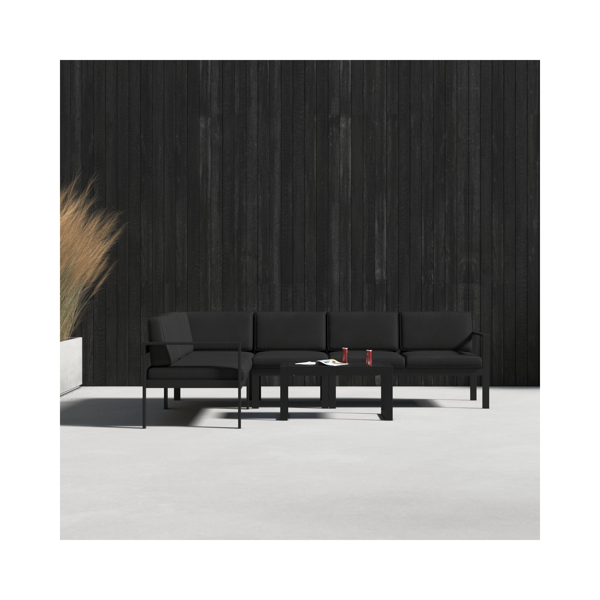 Karen Sectional Seating Group with Cushions, Black