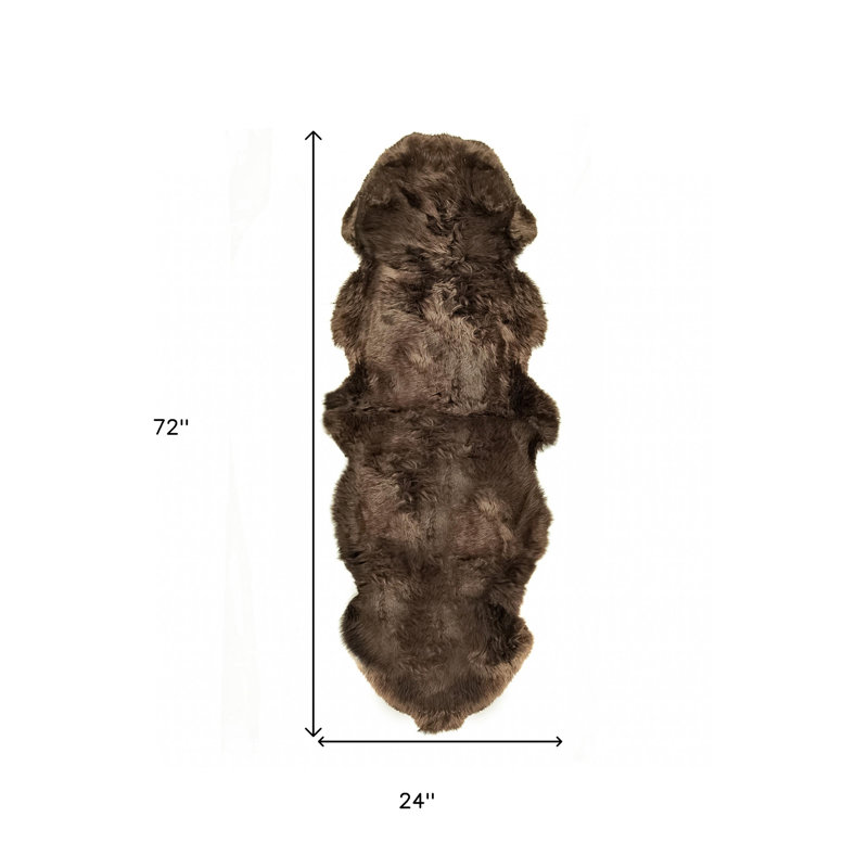 Munn 6' Chocolate Genuine Sheepskin Area Rug