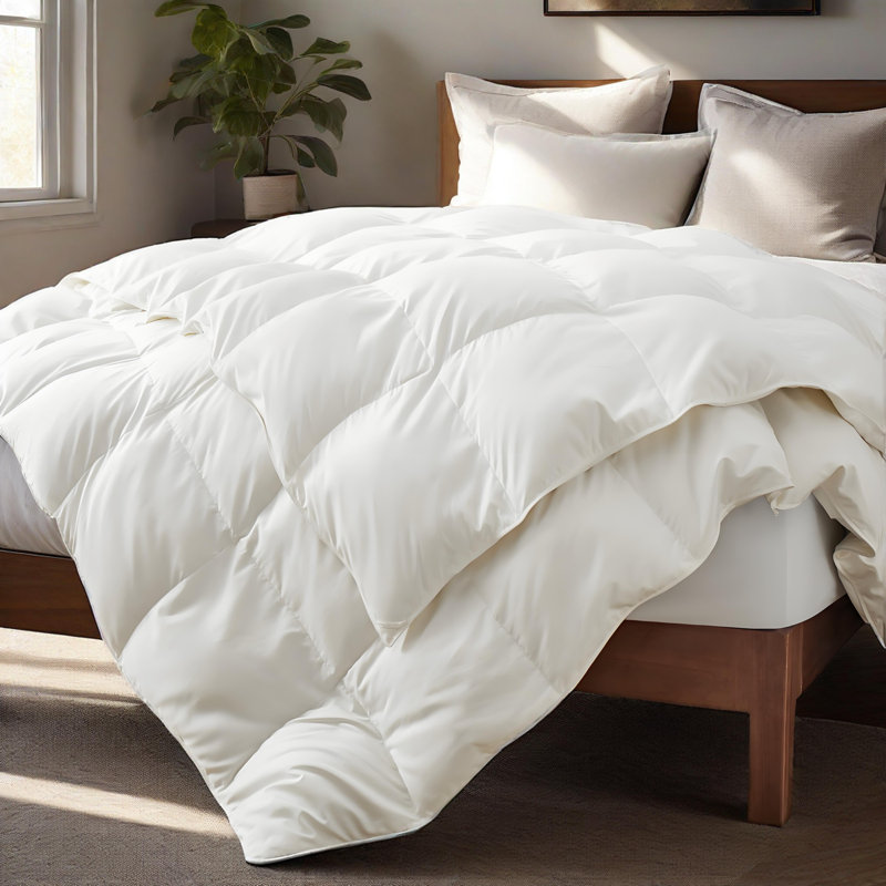 Down Duvet, All-Season Feather Down Duvet, Ultra-Soft Bed Comforter/Duvet Insert With 8 Corner Tabs, King, White