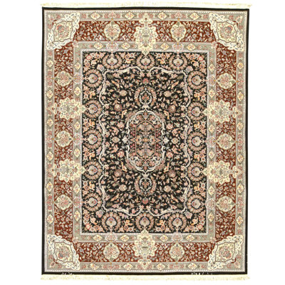 High-Quality Hand-Knotted Black And Red Area Rug