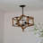 Chandelier  - 3  - Light Wood Drum, Hanging Light Fixture With Adjustable Chain Function