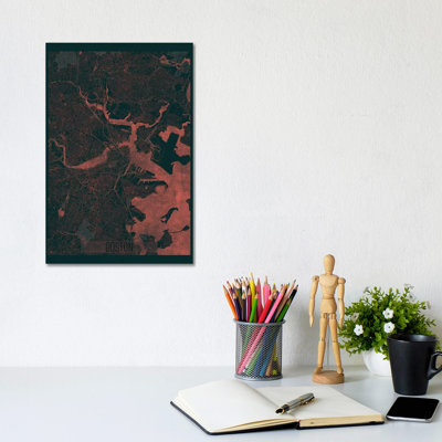 Boston Infrared Urban Blueprint Map 1 Piece Wrapped Canvas Wall Art