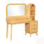 Meuble-lavabo cannelé avec miroir, plateau en verre, 4 tiroirs et armoire de rangement, ensemble de coiffeuse avec station de recharge pour chambres modernes