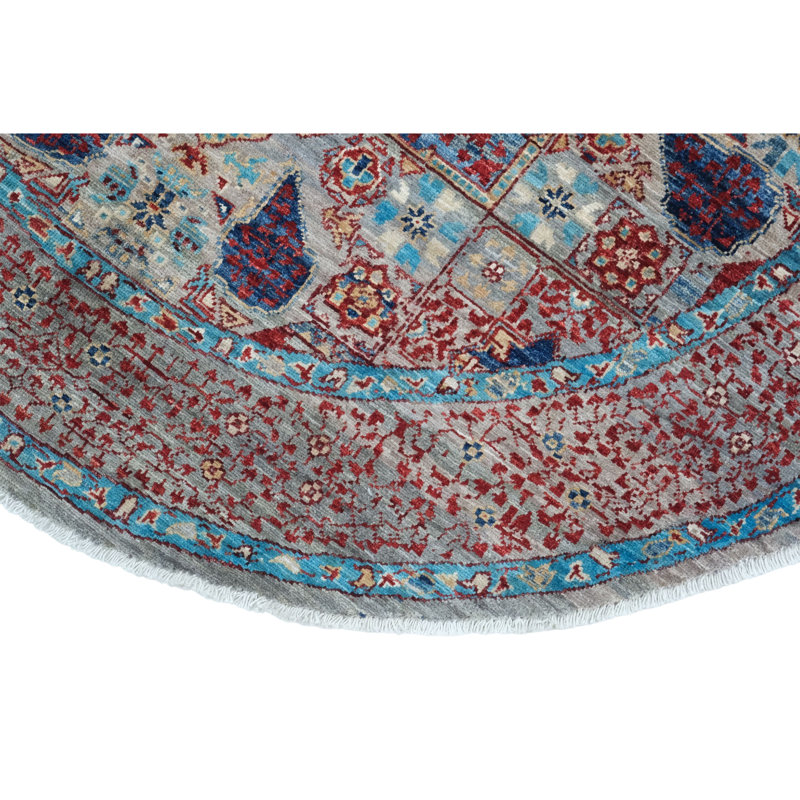 High-Quality Hand-Knotted Navy And Red Area Rug