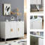 Buffet blanc avec 3 portes et tablettes amovibles pour le rangement de cubes de relaxation