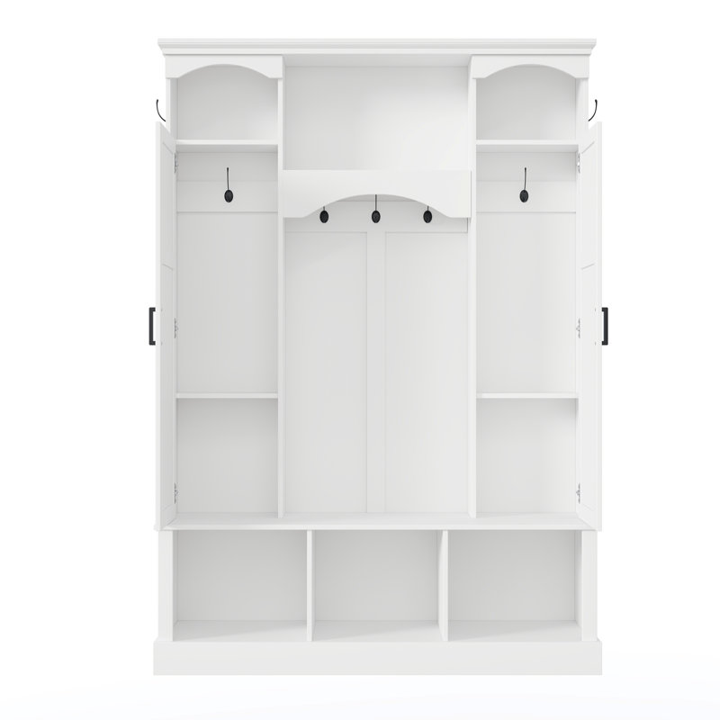 Hall Tree 53.5'' Wide For Hallway, White