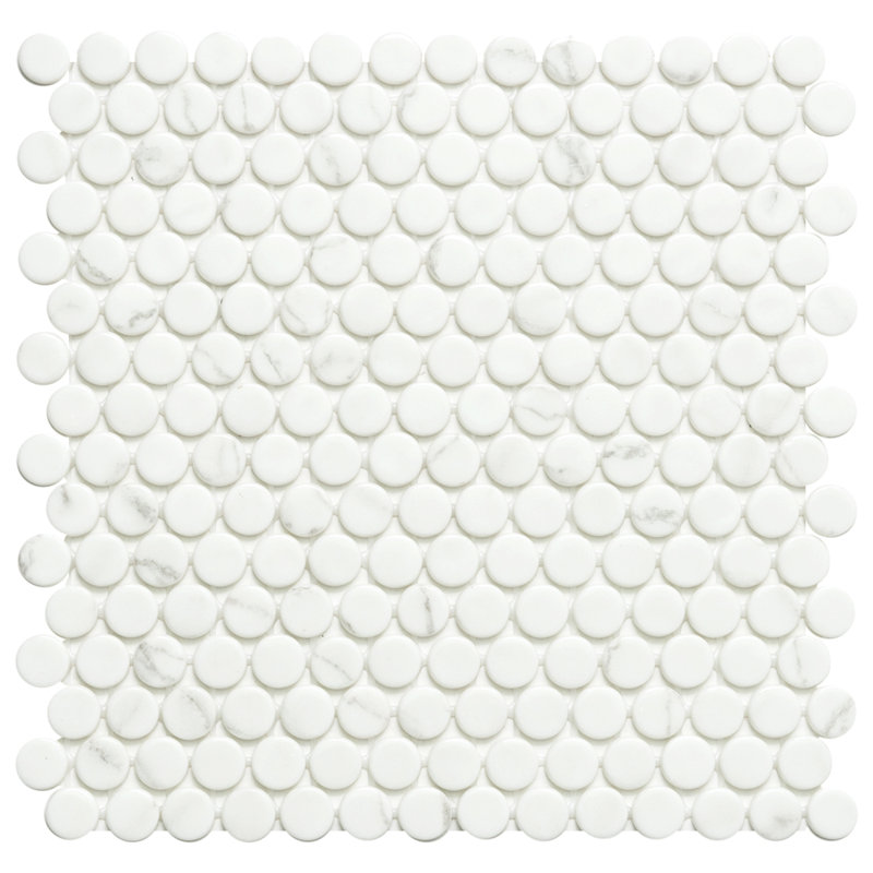 Eterna Penny 12" x 12" Glass Mosaic Wall & Floor Tile, White