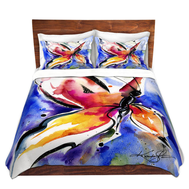 Ensemble de housse de couette papillon chanson lii, 1 housse simple + 1 taie standard
