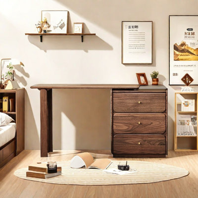 Commode en bois massif noir noyer