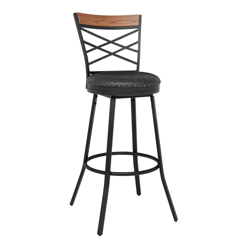 Tabouret pivotant Rosehilde, Noir, 2, Tabouret de bar (siège d'une hauteur de 30 po)