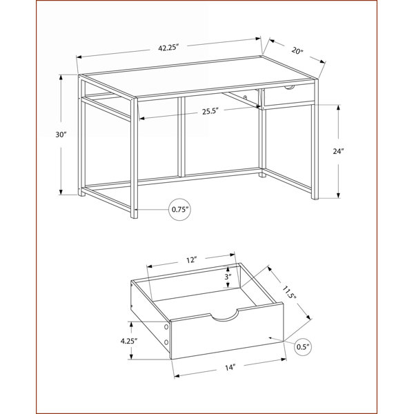 17 Stories Desks: 42” Home Office Computer Desk with Storage Drawer ...