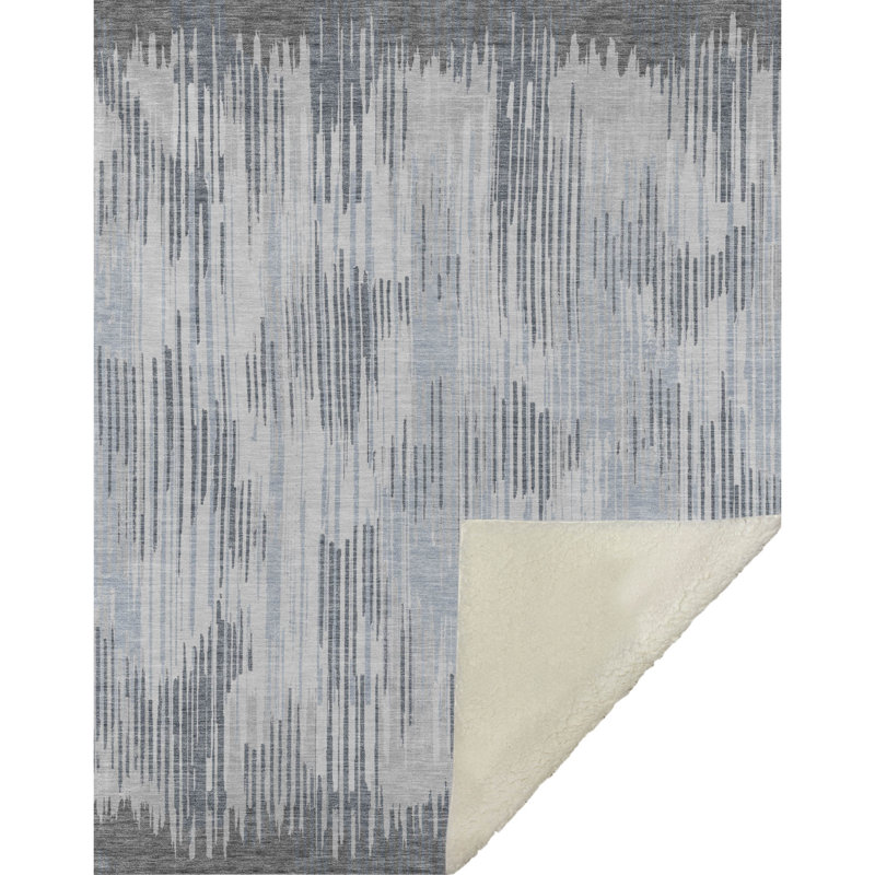 Jeté à rayures Addison Sherpa ASB893, Gris