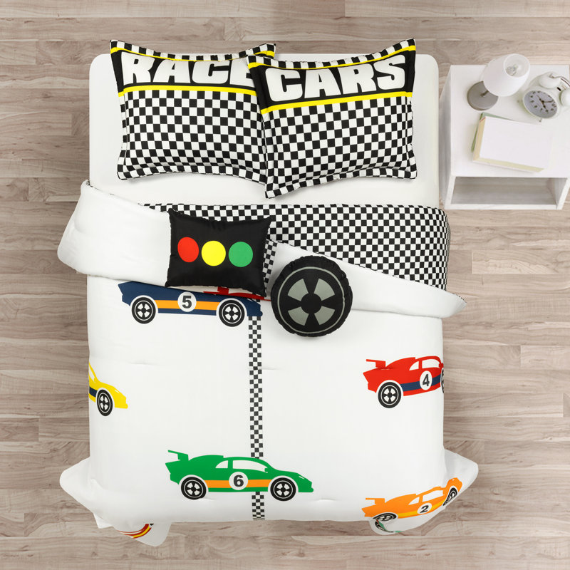Lush Decor Racing Cars Reversible Comforter Set