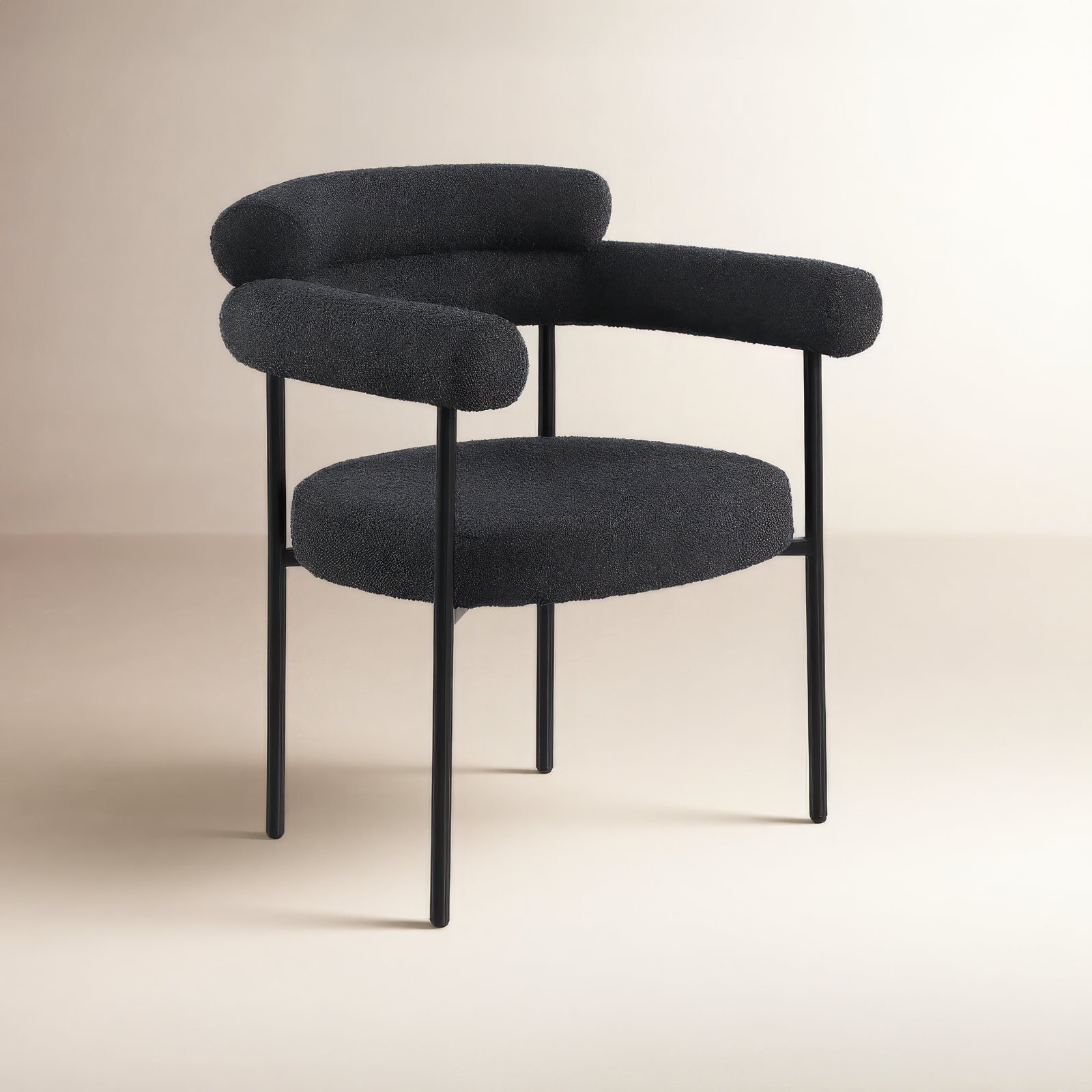 Dining Armchair, Black, Matte Black