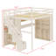 Lit mezzanine peu encombrant avec armoire intégrée, bureau, tablettes et éclairage-414784372