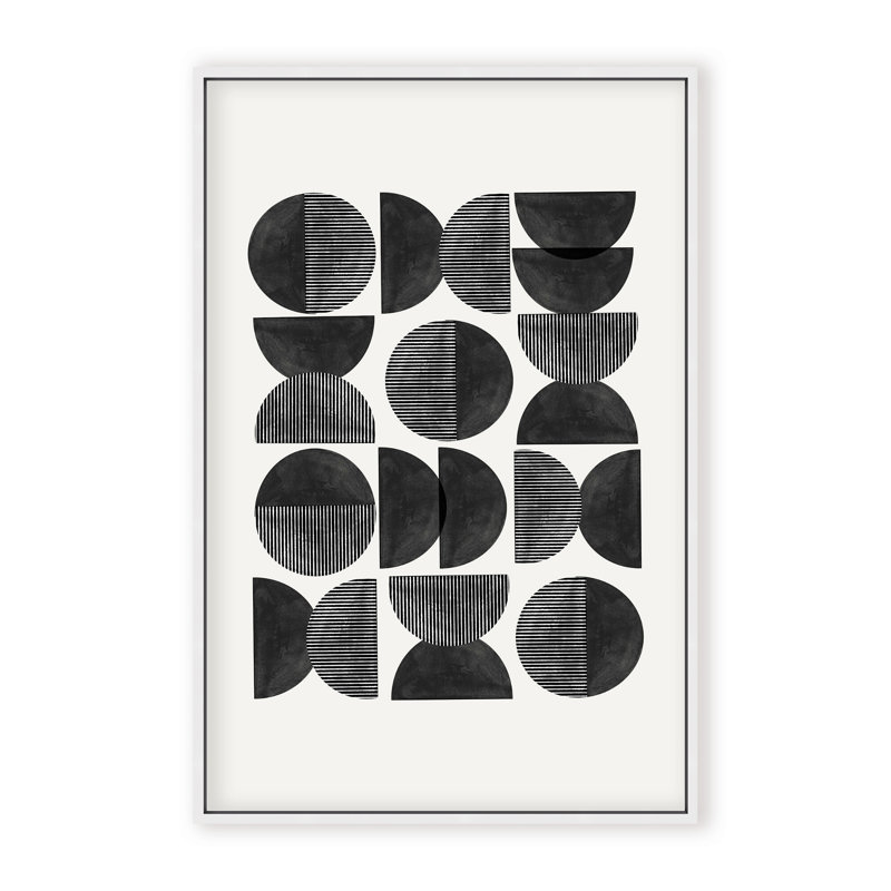 Abstract Mid Century, Geometric by  - Picture Frame Painting on Paper, 36" H x 24" W x 1.125" D, Black, Framed Matted Print