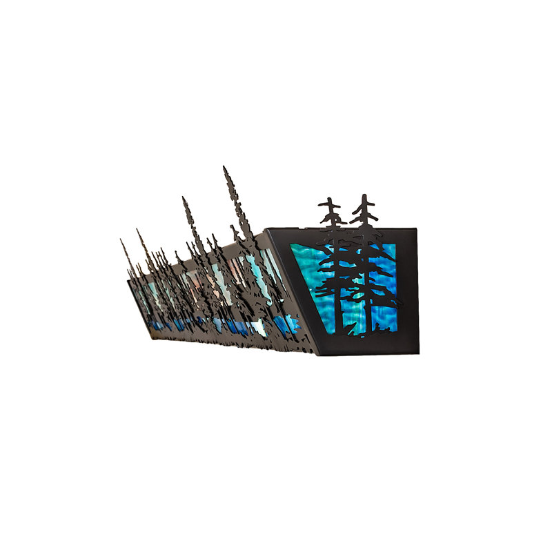 Rustic Lodge 4 - Light Bath Bar, 7" H x 72" W x 6.25" D, Blue/Green/Purple, Timeless Bronze