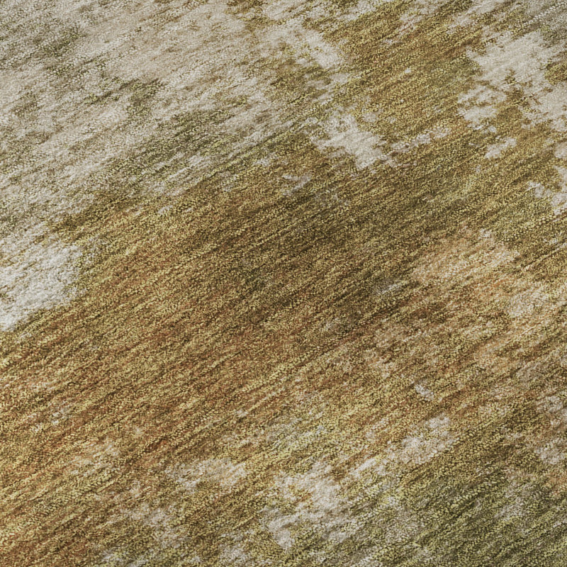 Tapis abstrait lavable à la machine de qualité supérieure Mayfield, 1 pi 8 po x 2 pi 6 po, Cuivre