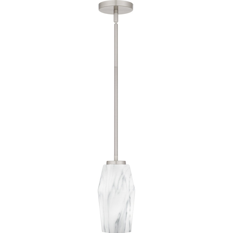 Mini-luminaire suspendu noir mat 1 lumière Nivek, Nickel brossé