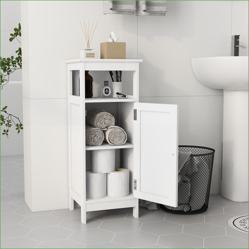 Cabinets, armoire de rangement moderne à une porte avec tablette réglable, L 12,6 po x l 11,8 po x H 33,5 po | Blanc cassé | Panneau de fibres à densité moyenne