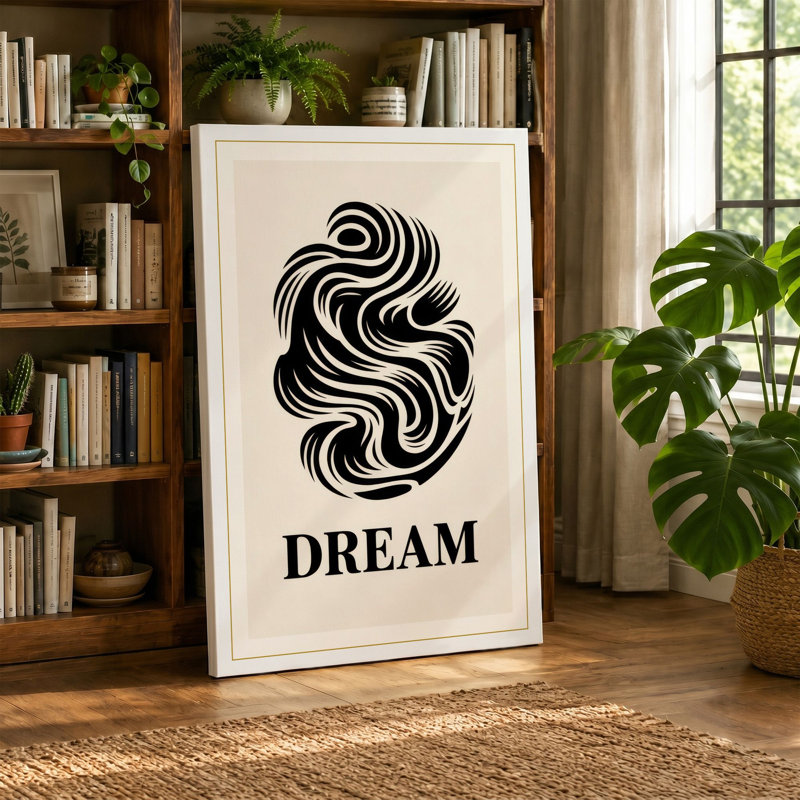 Dream in Motion Typography - Wrapped Canvas, 18x12 - 45.7 x 30.5 cm, Black Border