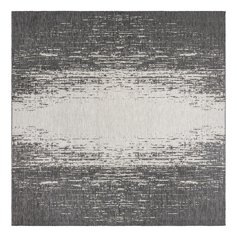 Pindall Charcoal Gray/Gray Indoor/Outdoor Rug, Square 10'8"