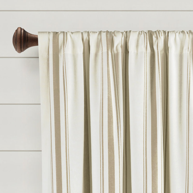 Cotton Blend Semi Sheer Curtain Pair, Neutral, 42" W x 95" L