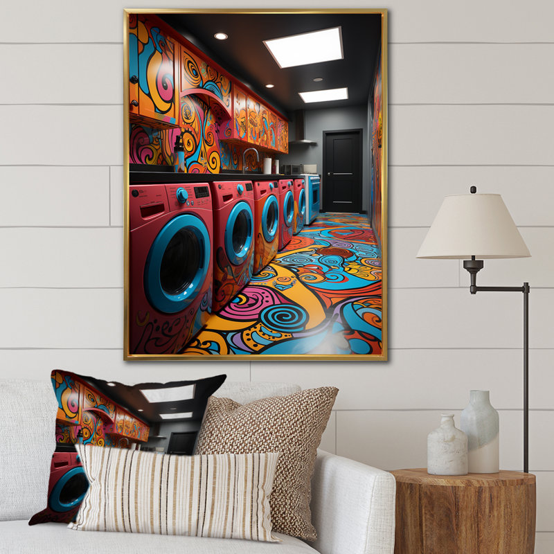 Blanchisserie, impression artistique sur toile II, H 32 po x l 24 po x P 1 po, Cadre flottant doré