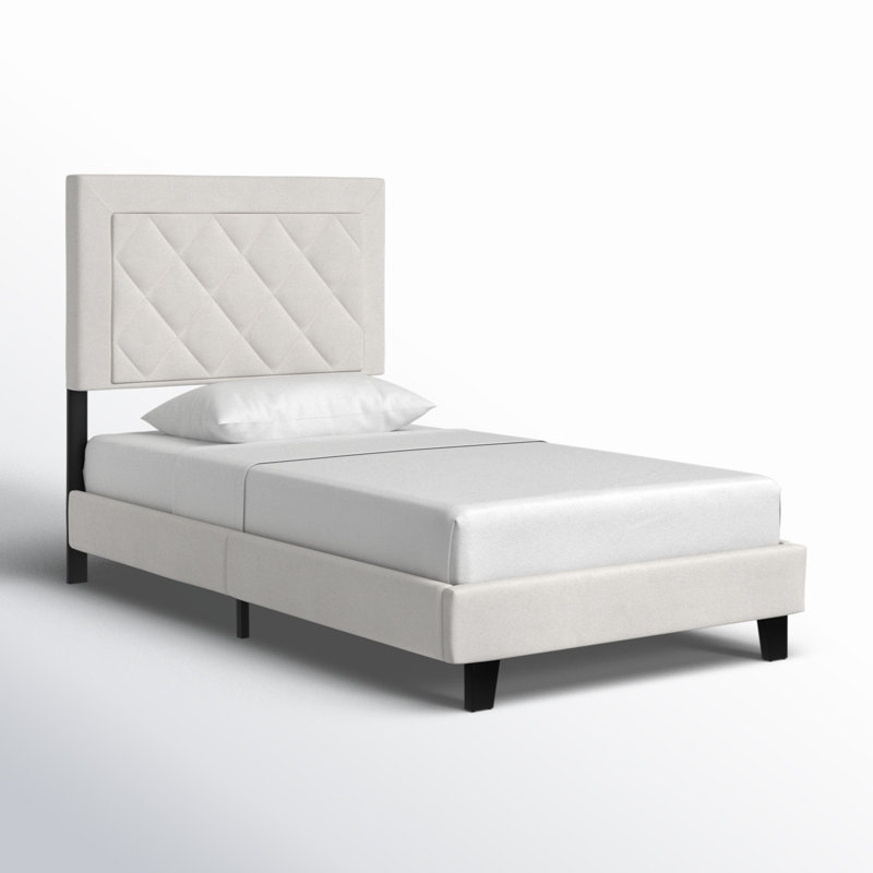 Aguadilla Upholstered Platform Bed, Creamy White, Twin