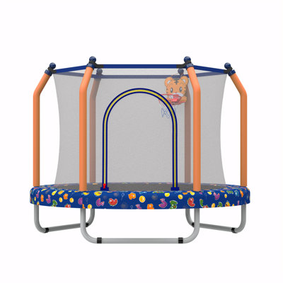 55-Inch Trampoline For Kids Indoor & Outdoor Small Toddler Trampoline With Basketball Hoop