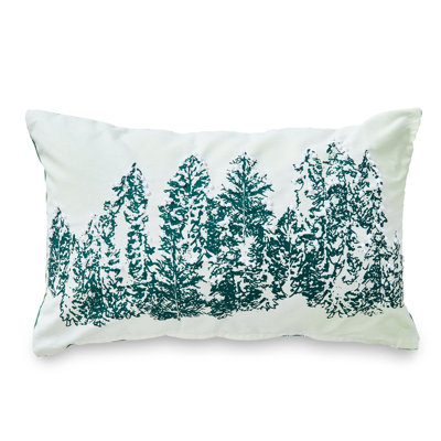 Northern Forest Embroidered Tree Reversible Lumbar Pillow