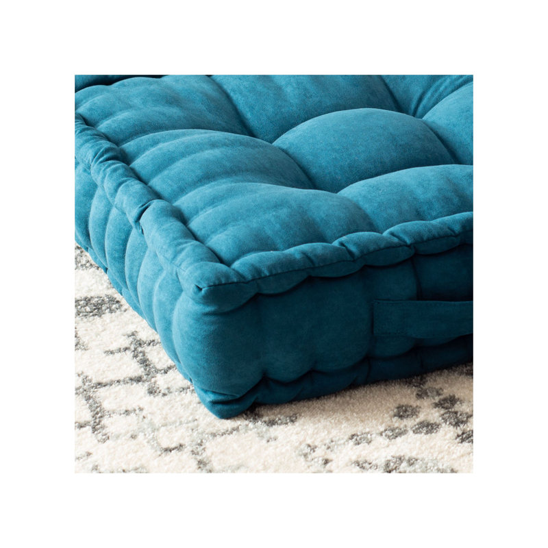 Gardenia Floor Pillow, Dark Turquoise, 18" H x 18" W