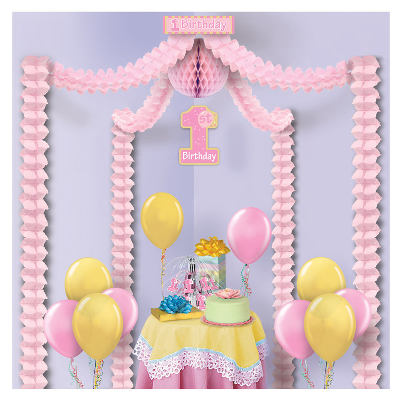 Auvent de fête d'anniversaire «1st», Rose