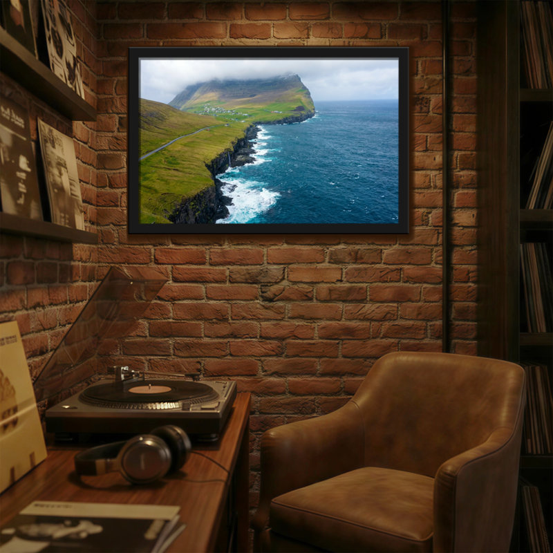 Paysage et nature Coastal Cliff Ocean Waves Green Landscape, H 12 po x l 18 po