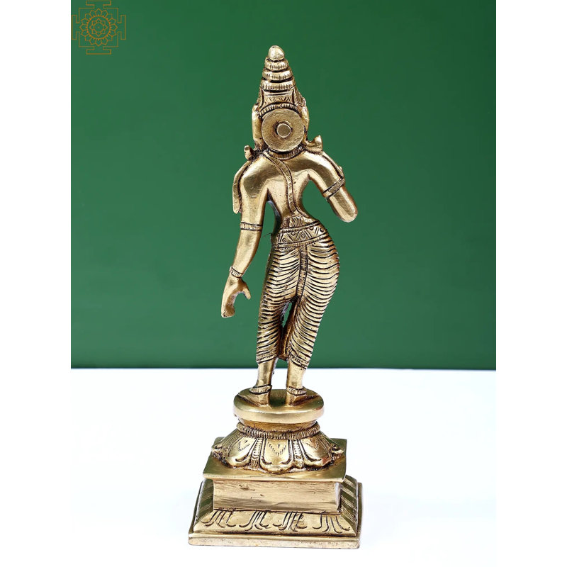 9" Brass Devi Uma (Goddess Sivagami) Statue – Handcrafted Minimalist Hindu Goddess Parvati Sculpture for Spiritual Home Decor