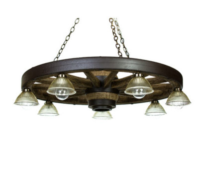 Lustre de roue de wagon avec abat-jour ombré 7 lumières Linus