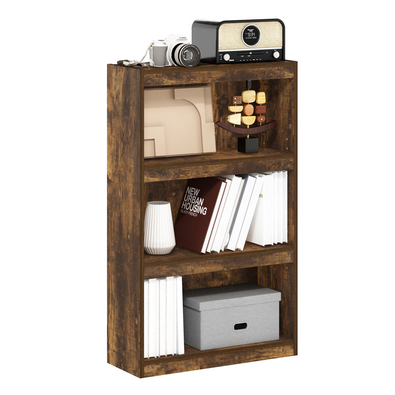 Ambellina Bookcase, Rustic Brown, (3 Shelves) 24.5" W x 40.3" H x 9.5" D