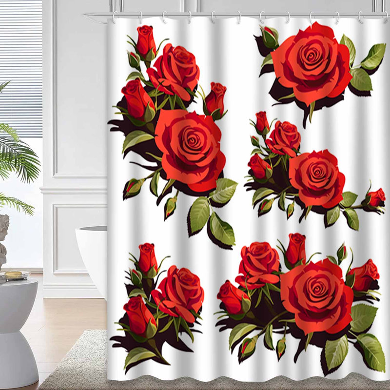 Rideau de douche Red Roses, L 72 po x l 78 po