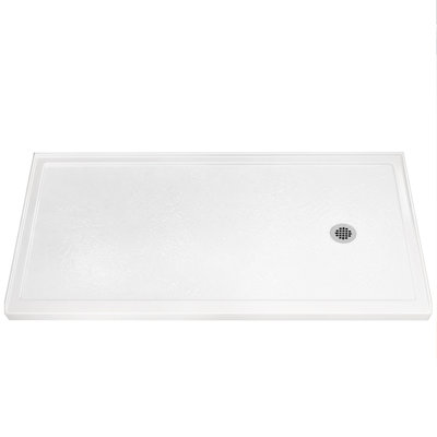 72" L x 36" W Single Threshold Shower Base with Right Drain, Acrylic Shower Pan with Fiberglass Reinforced, Glossy White Shower Tray with Drain Assembly, Integrated 3-Sided Tile Flange Shower Base for 3-Wall Alcove Installation