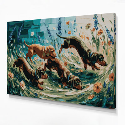 Chiens, teckel gris, art mural sur toile
