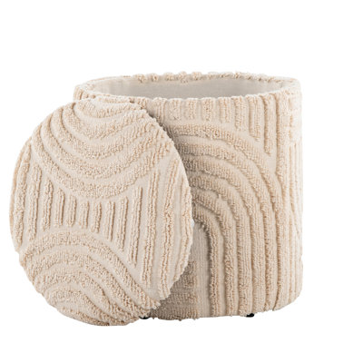 Coton beige 18 po pour rangement avec aspect texturé à poils longs, housse amovible, capacité de 250 lb, look intérieur seulement, charge,