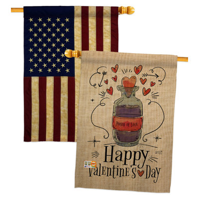 Double Sided 40'' H x 28'' W Polyester Valentine's Day House Flag