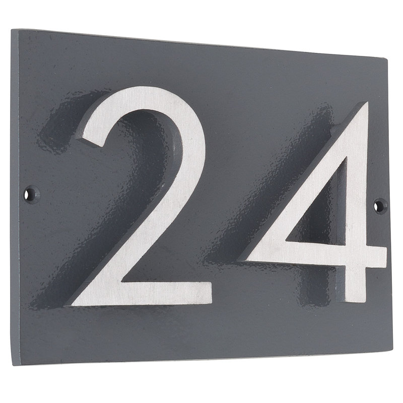 Plaque d’adresse murale sur 1 ligne flottante, Gris, Nickel satiné deux tons, Oui