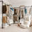 80-Inch Steel-Wood Combo Closet System with 2 Drawers - Spacious Storage, Adjustable Shelves & Hanging Rods, Modern Design for Any Room-1650669872